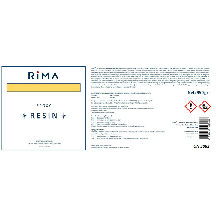 RIMA résine époxyde | Résine synthétique pour la navigation