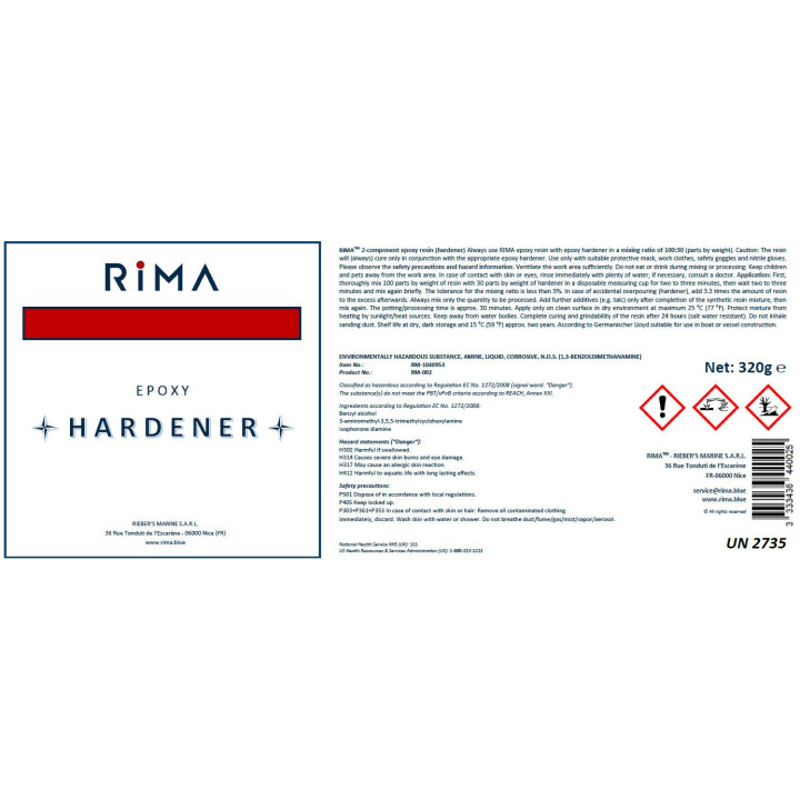 RIMA Härter für Epoxidharz | Mischverhältnis 100:30