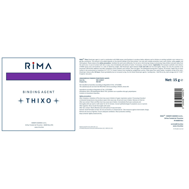 Thixotropic Agent for Epoxy Resin: Stays in Place, No Running | RIMA